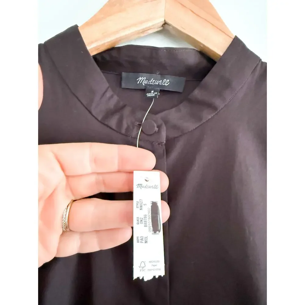 Madewell | NWT Puff-Sleeve Button-Up Shirt Molasses Brown | Sz S
